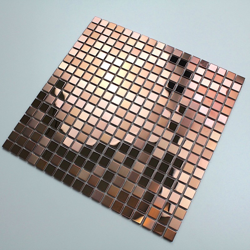 Mosaico de aço inoxidável para cozinha e banheiro cor cobre modelo FUSION CUIVRE