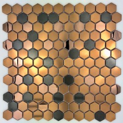 Baldosa hexagonal de acero inoxidable para piso y pared baño y cocina modelo DUNCAN