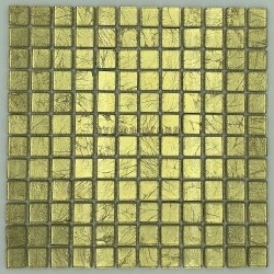 Mosaikfliese Glasblatt Goldfarbe für Wand Modell HEDRA OR