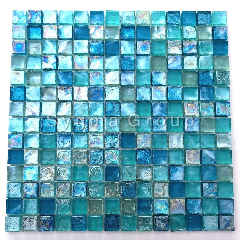 azulejos de vidrio azul y mosaico para el baño y la cocina Arezo Turquoise