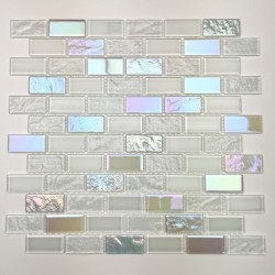 Mosaico branco de vidro...