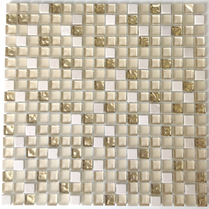 Transforme seus interiores com o mosaico Luxury dourado em vidro e pedra