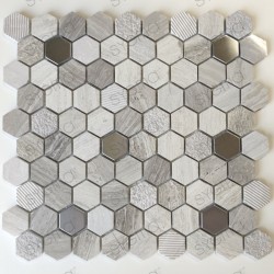 Piastrelle di mosaico in marmo e metallo per bagni e cucine Bellona Beige