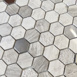 Carreaux mosaique en marbre et métal pour sol ou mur salle de bains ou cuisine Bellona Beige