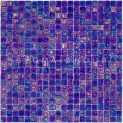 Mosaïque Imperial Petrole en pâte de verre bleu irisé pour mur de cuisine