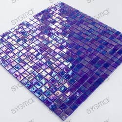 Carrelage mosaïque bleu effet lumineux Imperial Petrole pour salle de bain