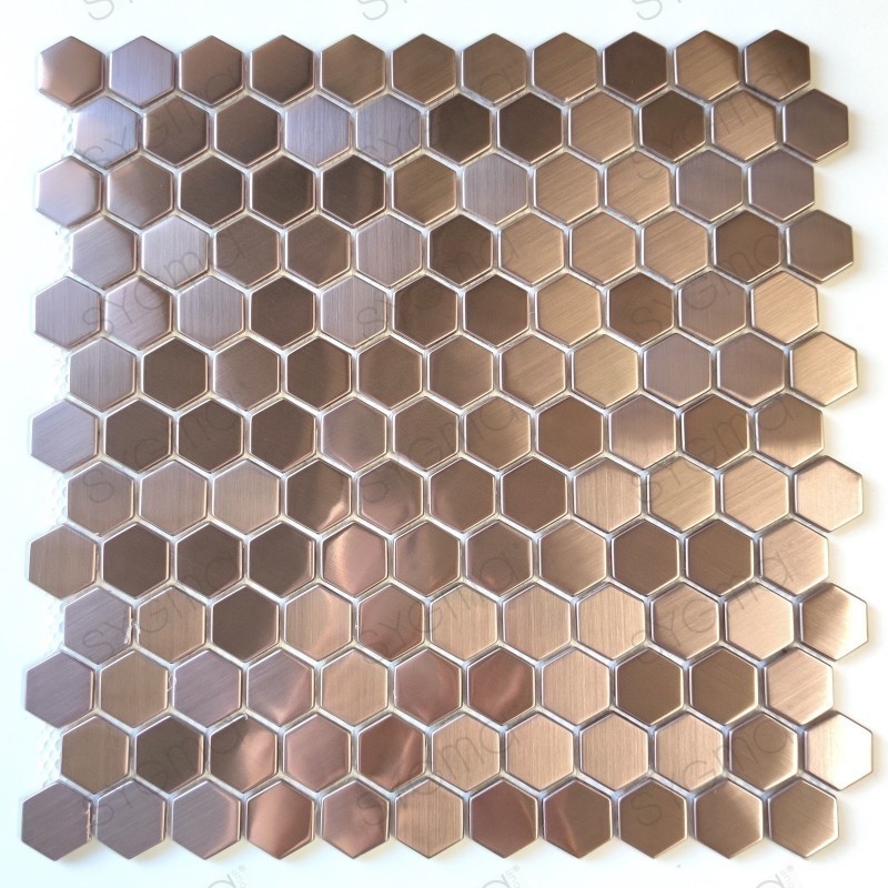 Azulejo hexagonal de cobre de acero inoxidable para cocina y baño Rossini Cuivre