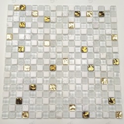 White tiles and golden...
