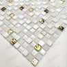 Azulejos blancos y mosaico dorado para baño y ducha Glow