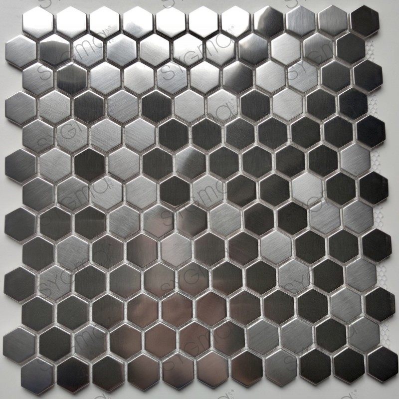 Mosaico hexagonal de aço inoxidável para paredes ou pisos de cozinhas Rossini