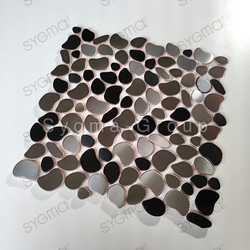 Mosaique en acier inoxydable galets pour sol et mur douche salle