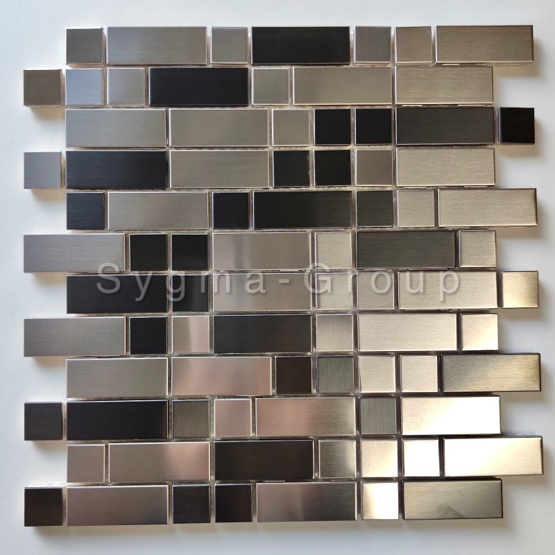 Mosaico acero metal gris y negro para pared cocina o baño modelo VIGO