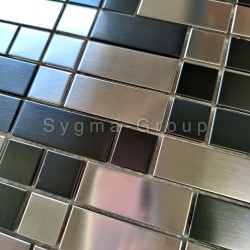 Mosaico acero metal gris y negro para pared cocina o baño modelo VIGO