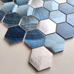 Mosaikfliesen Aluminium Metall für Küchenwand Modell ABBIE BLEU