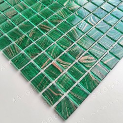 Green glass tile and mosaic for bathroom and shower model PLAZA EMERAUDE