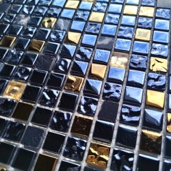 Iridescent Black Glass Mosaic for Bathrooms and Kitchens – Yako