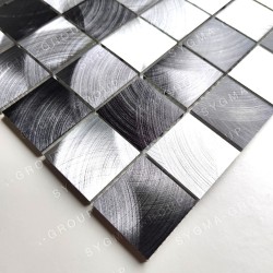 Carrelage credence aluminium cuisine mosaïque murale modele CARSON GRIS