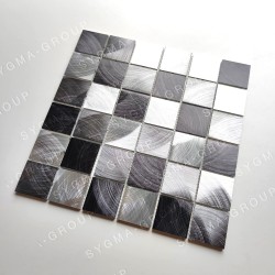 Carrelage credence aluminium cuisine mosaïque murale modele CARSON GRIS