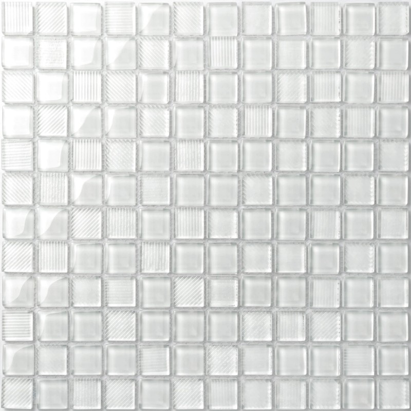 Azulejos de baño muro de cocina de vidrio Lorens Blanc