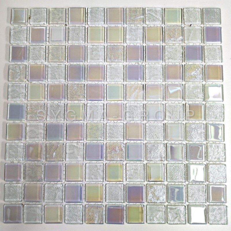 white glass tile mosaic for bathroom or kitchen Habay Blanc