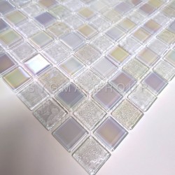 weißes Glas fliesen mosaik für Bad oder Küche Habay Blanc