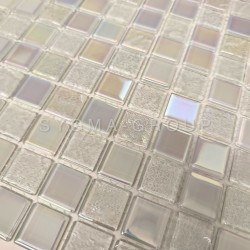 Malla mosaico de azulejos de vidrio blanco para el baño o la cocina Habay Blanc