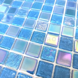 carrelage mosaique en verre bleu pour mur salle de bains et cuisine Habay Bleu