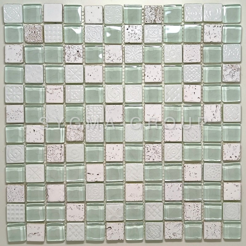 Revestimento em mosaico branco para casa de banho e cozinha Alliage Blanc