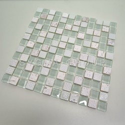 White mosaic wall tiles bathroom and kitchen Alliage Blanc