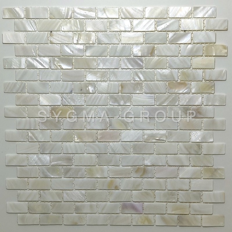 Mosaico de nácar para baño o cocina, modelo Bahya Blanc