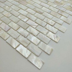 Mosaico de nácar para baño o cocina, modelo Bahya Blanc