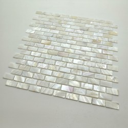 Mosaico de nácar para baño o cocina, modelo Bahya Blanc