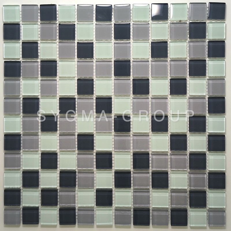 Glass mosaic tiles for bathroom and kitchen model Azan Gris