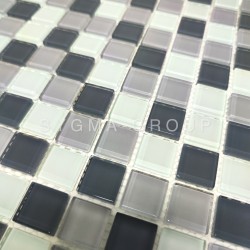 Glass mosaic tiles for bathroom and kitchen model Azan Gris