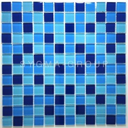 Glass mosaic tiles for bathroom and kitchen, Azan Bleu model