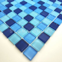 Azulejos mosaico de vidrio para baño y cocina, modelo Azan Bleu