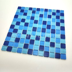 Azulejos mosaico de vidrio para baño y cocina, modelo Azan Bleu