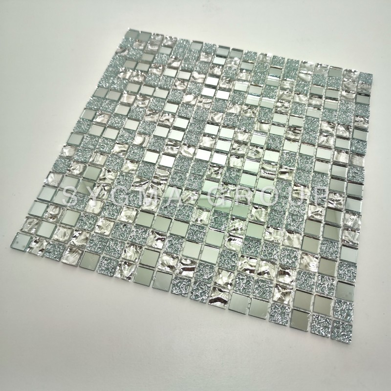 Mosaico de vidrio espejado para paredes de cocina y baño, modelo Dalma