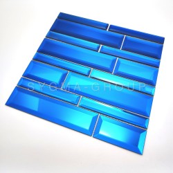 Mirror metro tiles for kitchen and bathroom Tilburg Blue model