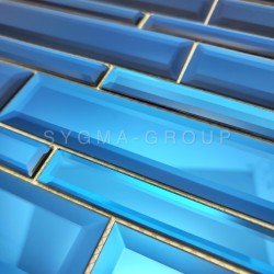 Mirror metro tiles for kitchen and bathroom Tilburg Blue model