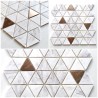 Sample of white marble and steel tiles, Volo Cuivre model