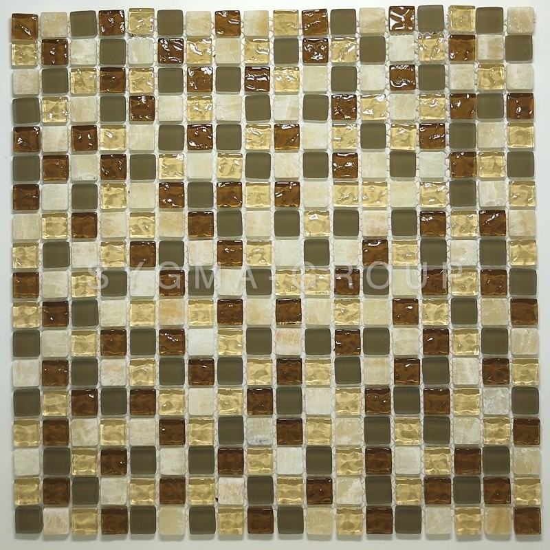 Mosaico Helda per paraspruzzi da cucina in vetro e pietra