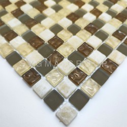 Bathroom wall with Helda mosaic in beige and brown