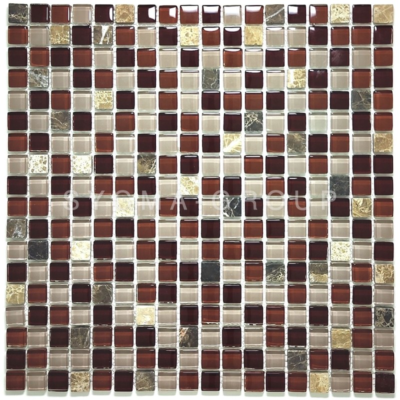 Mocav glass and stone mosaic for kitchen and bathroom