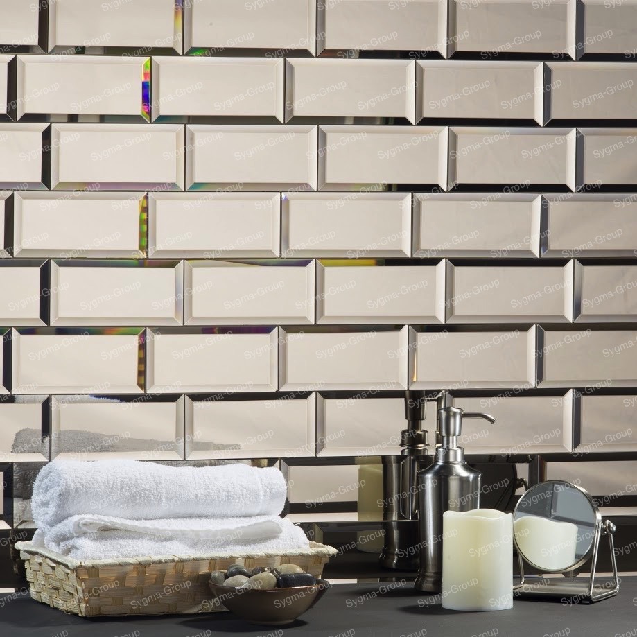 Glass Metro tile mirror mosaic wall bathroom