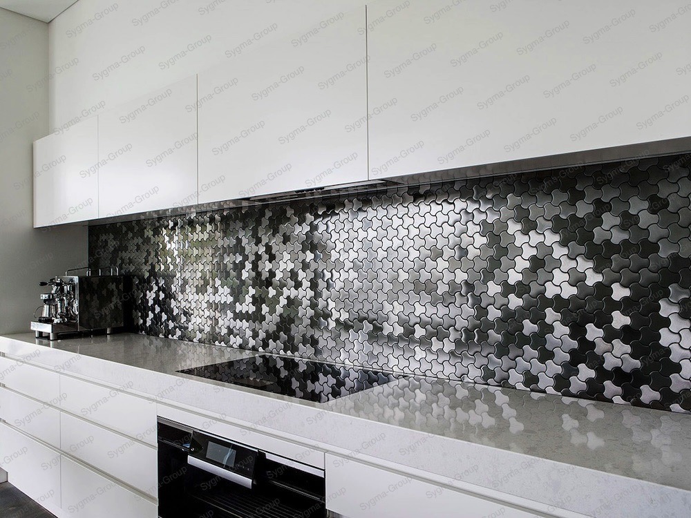 Stainless steel tile kitchen wall